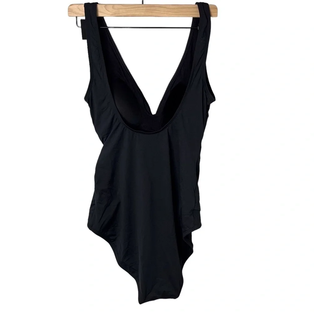 Tommy Bahama Pearl Clara Wrap One Piece Swimsuit Black Size 14 Tummy Control